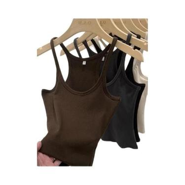 Imagem de Regata Feminina Vintage Sem Mangas - Malha com Nervuras - Básica e Con