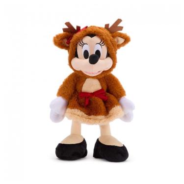 Imagem de Pelúcia Oficial Disney Store Minnie Mouse Natal 2025, 38 cm, Fantasia Rena com Laço Bri...