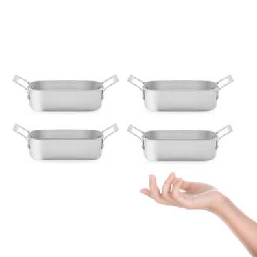 Imagem de Travessa Mini 780ml Alça Inox Couvert Servir Entradas Buffet 4un - GOU