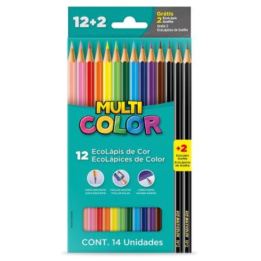 Imagem de Lapis Com 12 Cores Multicolor + 2 Grafites