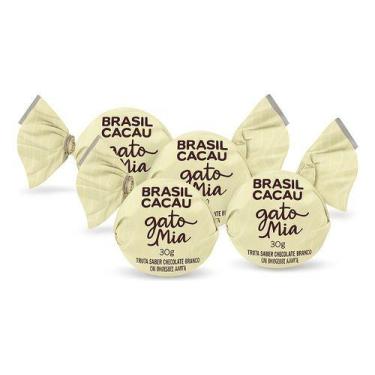 Imagem de Kit 5 Trufas Chocolate Branco Gato Mia 30g Brasil Cacau