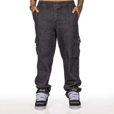 Imagem de Calça Overking Cargo Jeans Preto-Masculino