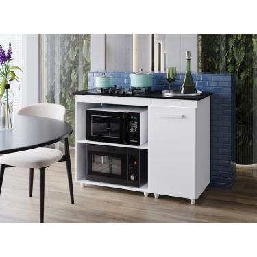 Imagem de Balcão para Cooktop 4 Bocas Susy com Nicho para Micro-ondas Branco Mobília Decor