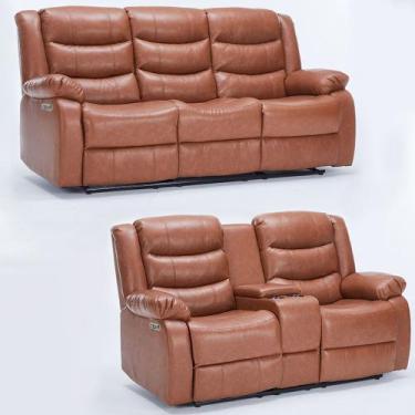 Imagem de Conjunto Sofás 2 e 3 Lugares Elétricas Sala de Cinema Oscar com Massag