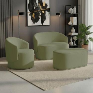 Imagem de Namoradeira com Poltrona e Puff Orgânico Malu Max Bouclê M11 - D Rossi