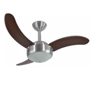 Imagem de Ventilador Teto Escovado 3 Pás Marrom Sala Luxo Moderno 220V - Infinit