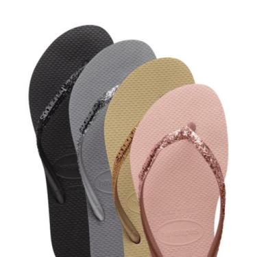 Imagem de Chinelo Havaianas Slim Glitter, Creme, 33/34