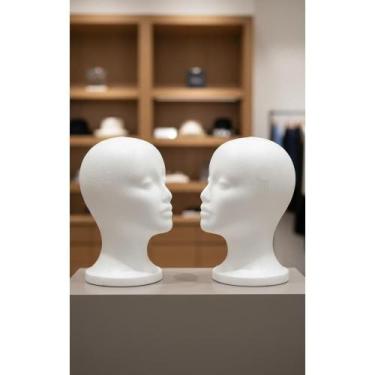 Imagem de 2x Cabeça Manequim Isopor Para Perucas e Próteses - Branco - Congratul