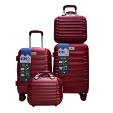 Imagem de Jogo Conjunto com 2 Malas de bordo e Viagem 1 P e 1 PP com 2 Frasqueiras-Unissex