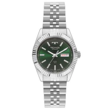 Imagem de Relogio technos automatico verde aço prata 8205pu/1v cor:prata, PRATA