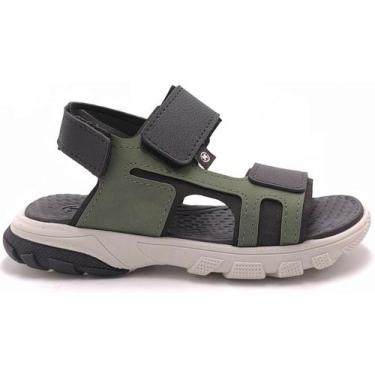 Imagem de Sandália Infantil Masculina Molekinho 2424.110, Verde oliva preto, 34