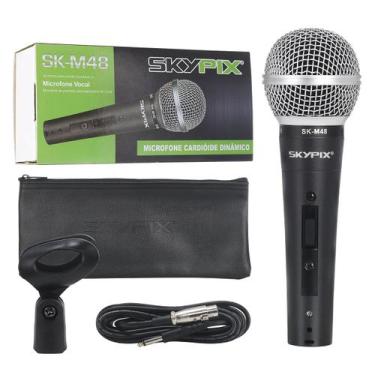 Imagem de Microfone Dinâmico Profissional Sk M48 C/ Fio Vocal Karaokê - SKYPIX