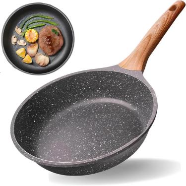 Imagem de Frigideira Antiaderente de Ceramica Premium Cabo de Madeira Ergonomico Saudavel para Cozinhar sem Oleo