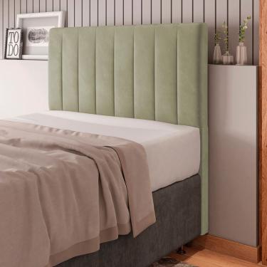 Imagem de Cabeceira Cama Box King Size Itália 193cm Fixação na Parede Madeira Maciça Corino Bege Abmaza