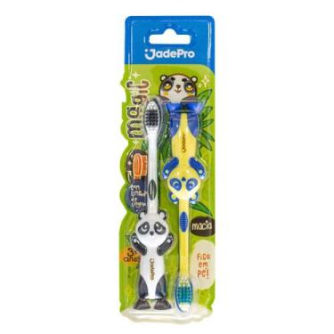Imagem de Escova de dente infantil magic com 2 unidades Jadepro, Branco, Azul