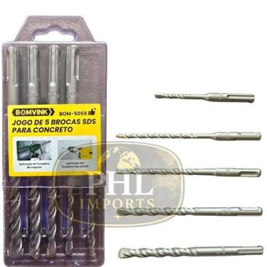 Imagem de Kit Brocas Sds Plus Para concreto 5 Peças 6 A 12mm X 160mm Estojo Resi