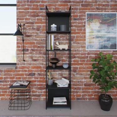 Imagem de Estante Alta com 6 Prateleiras 185x45x33cm com Fundo Yon Preto - Metal