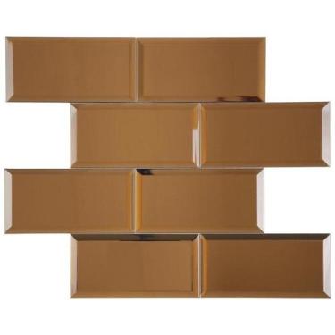 Imagem de Kit 1m² Pastilha de Vidro Refletivo 37cm x 30cm Marrom/Brown Glass Mos