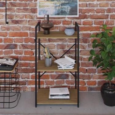 Imagem de Estante com 3 Prateleiras 84x45x33cm Yon Marrom/Vermont/Preto - Metali