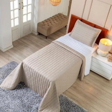 Imagem de Cobre Leito Lótus Solteiro 2 Peças Matelado Bege - Home Fernandes