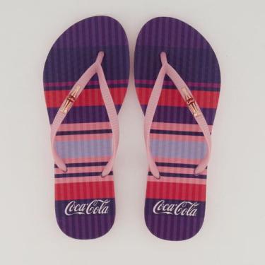 Imagem de Chinelo Coca Cola Colored Lines Feminino Rosa - Coca-Cola