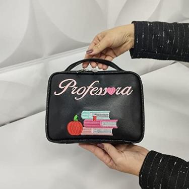 Imagem de Estojo Box Grande Multifuncional Preto Personalizado Professora para lápis/materiais - Coutre Bolsas