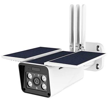 Imagem de Câmera de segurança sem fio alimentada por energia solar, 1080P WiFi IP Câmera solar CCTV integrada com bateria recarregável, armazenamento de cartão SD, IP66 à prova d'água, APP remoto, sensor PIR