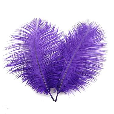 Imagem de 20 Pçs Penas de avestruz douradas de luxo natural 25 – 30 cm para centros de mesa de festa de casamento. Arranjo de flores e decoração de casa. (roxo)