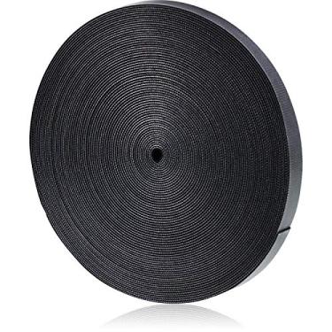 Imagem de Fita de fixação de cabo de amarração reutilizável Fita de náilon 3/4 polegada Gancho lateral duplo Gancho e alças de laço Fios de gestão de arame Organizador de tiras (30 jardas, preto)