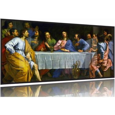 Imagem de Quadro Decorativo Nova Santa Ceia Jesus 130x60 Moldura Preta 2x2