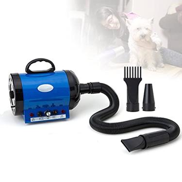 Imagem de yani Secador de soprador de animais de estimação de velocidade infinitamente variável, secadores de cabelo ajustáveis para cães quentes e frios com 3 bocais diferentes, concha retardadora de chamas ABS para cães grandes e médios pequenos (azul)