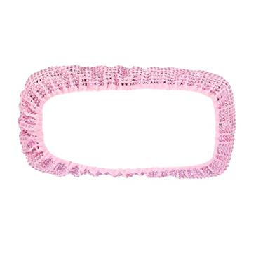 Imagem de X AUTOHAUX Acessórios de espelho de carro Bling Charm brilhante espelho retrovisor de carro capa decorativa imitação cristal strass acabamento interior de carro para mulheres rosa