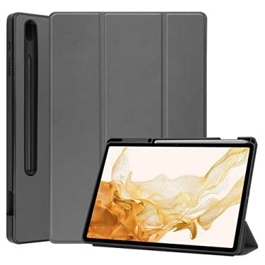 Imagem de Capa do caso da tabuleta. Caso do Samsung Galaxy Tab S8 Plus 12.4 (SM-X800, SM-X806)/S7 Mais 12,4" /S7 Fe Tábua, Tpu Casca traseira, caixa de barriga inteligente leve e leve (Color : Grey)