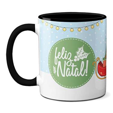 Imagem de Caneca Árvore De Natal Presente Fofo Trenó Papai Noel (Preta)