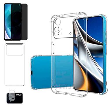 Imagem de Kit 4x1 Capa Antiqueda Poco X4 Pro 5G + Película 3D Privacidade + Película Traseira + Película de Câmera