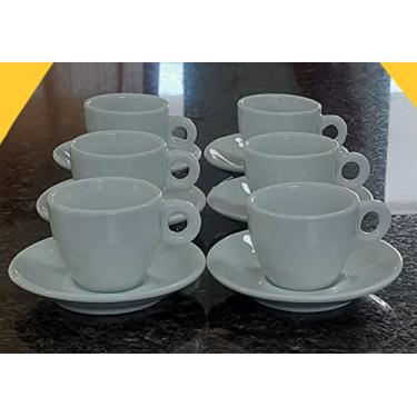 Imagem de Kit Jogo 6 xícaras Café 80ml Cônica com pires - Porcelana branca