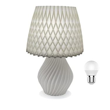 Imagem de Abajur Luminária De Mesa Sala Quarto Moderno Com Lâmpada led BiVolt (Branco)