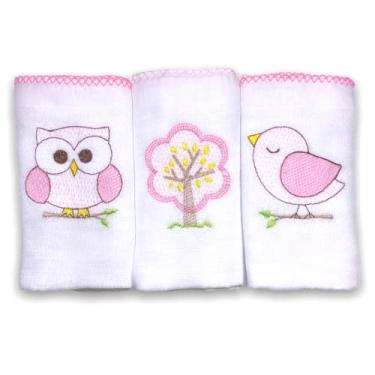 Imagem de Kit Enxoval com 3 Fraldas De Pano (Floresta Rosa)