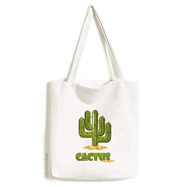 Imagem de Cactus Suculentas Vaso Verde Planta Sacola de Lona Bolsa de Compras Casual Bolsa