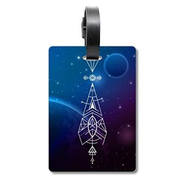 Imagem de Starry Sky Totem Geometria Alienígena Mala Etiqueta Bagagem Cartão de Bagagem Etiqueta Scutcheon