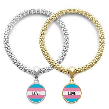 Imagem de DIYthinker Pulseira Amor Transgênero LGBT Support Lover Bracelete, pingente, joia para presente de casal