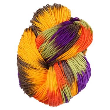 Imagem de HELYZQ Fio de tricô colorido misturado de 50 g/bola de crochê tingido à mão