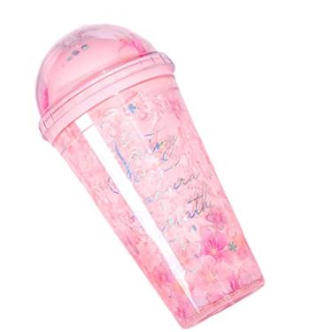 Imagem de seelucky Copo de viagem floral com canudo para menina copo para beber gelo congelador caneca gelada piquenique festa (rosa floral, 480 ml)