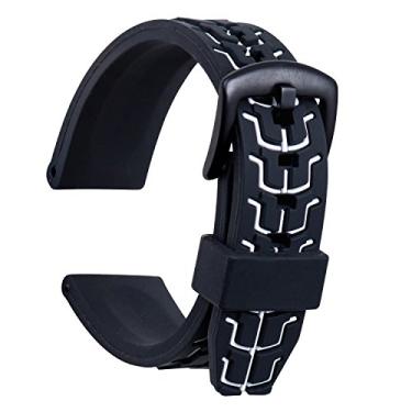 Imagem de Pulseira de relógio de silicone Ullchro de borracha, à prova d'água, texturizada, masculina, feminina, 20 mm, 22 mm, 24 mm, Branco, 22mm