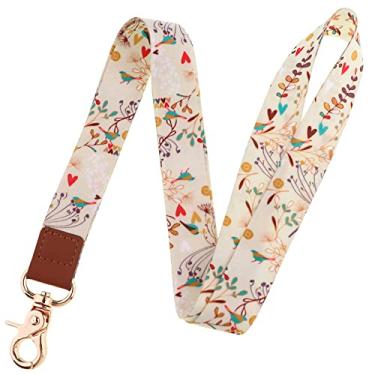 Imagem de Cordão de fivela de couro com flores para chaves Cartão de identificação Alças para telefone de ginástica Porta-crachá USB Faça você mesmo Corda para pendurar Lariat Cordão, 1