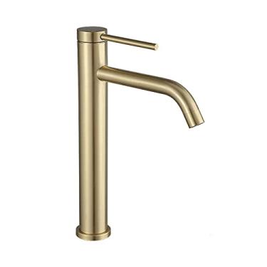 Imagem de Torneira de banheiro preta dourada torneiras de lavatório alto guindaste de banheiro água fria quente torneira misturadora torneira de pia de bancada guindaste, torneira alta de ouro, china