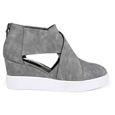 Imagem de Brinley Co. T nis feminino SEB Athleisure D'Orsay Criss-Cross, Cinza, 9