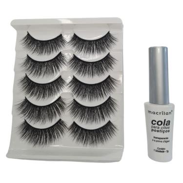 Imagem de Kit Macrilan Cola Cílios Postiços+Cílios 3D 5 Pares Tipo:17