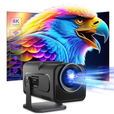 Imagem de Mini Projetor Portátil Wifi6 BT 5.0, Projetor Inteligente Full HD 1080P Android 11, Projetor Externo Suporte 4K com 390 ANSI 10000 Lumens, Projetor Rotativo 180° para Celular/Notebook/TV Stick