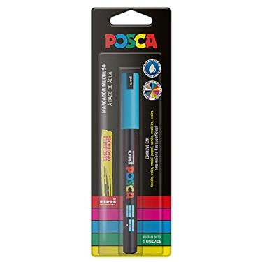 Imagem de POSCA, UNI, Caneta Marcador PC-1MR Extra Fine, 0,7 mm, Azul Claro, Blister com 1 unidade